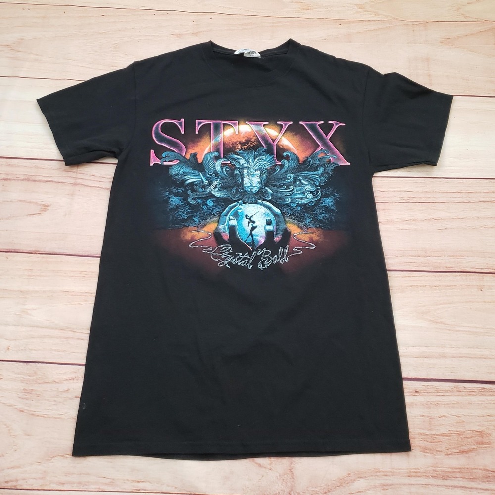 Styx Crystal Ball Tour‎ Shirt Mens Small Black Rock Band Graphic T-Shirt Tee